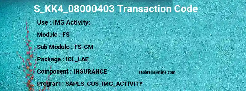 SAP S_KK4_08000403 transaction code