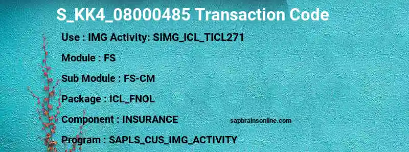 SAP S_KK4_08000485 transaction code