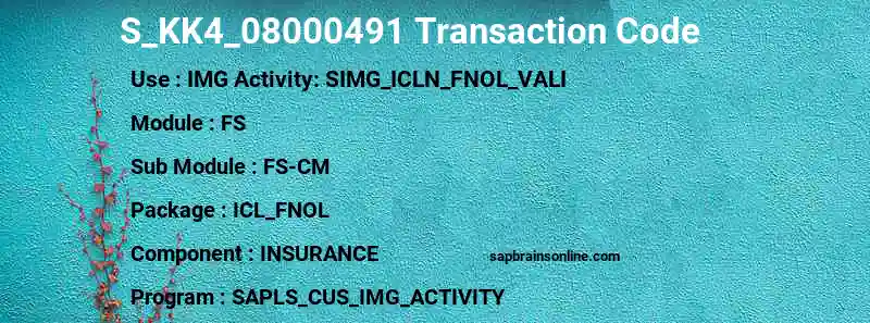 SAP S_KK4_08000491 transaction code