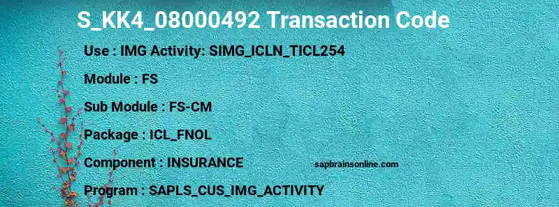 SAP S_KK4_08000492 transaction code