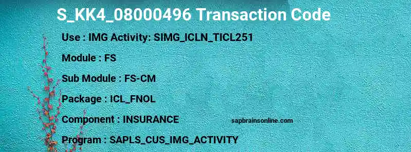 SAP S_KK4_08000496 transaction code