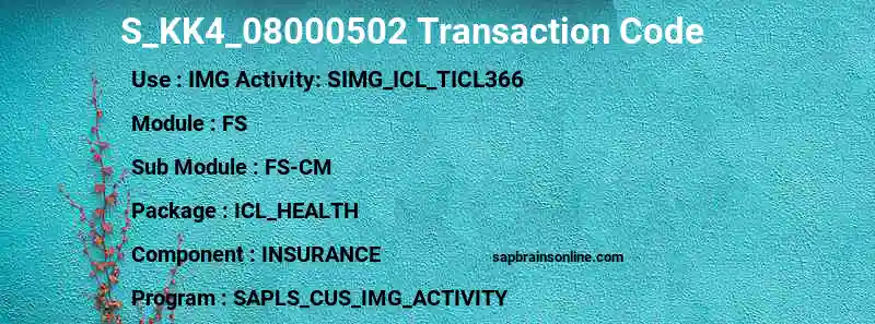 SAP S_KK4_08000502 transaction code