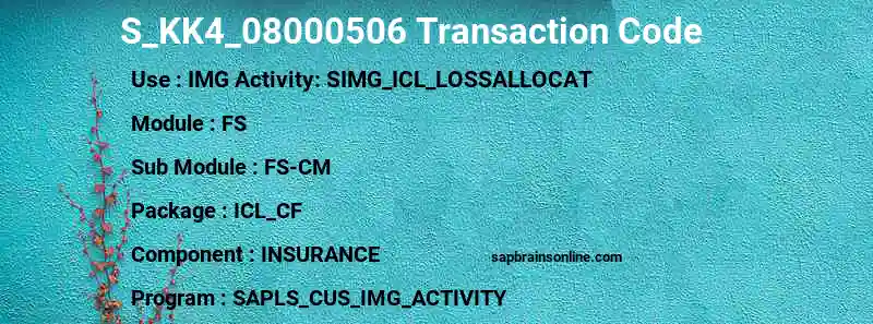 SAP S_KK4_08000506 transaction code