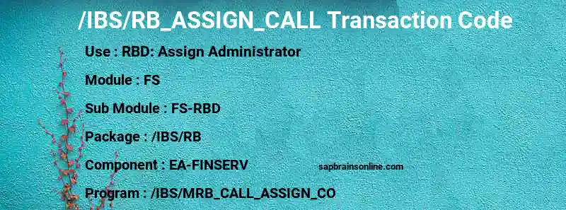 SAP /IBS/RB_ASSIGN_CALL transaction code
