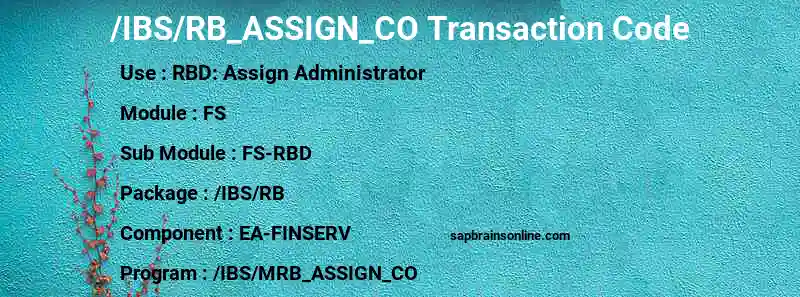 SAP /IBS/RB_ASSIGN_CO transaction code