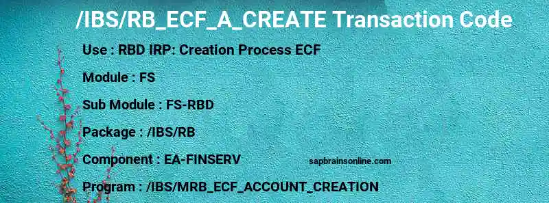 SAP /IBS/RB_ECF_A_CREATE transaction code