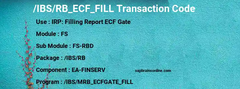 SAP /IBS/RB_ECF_FILL transaction code