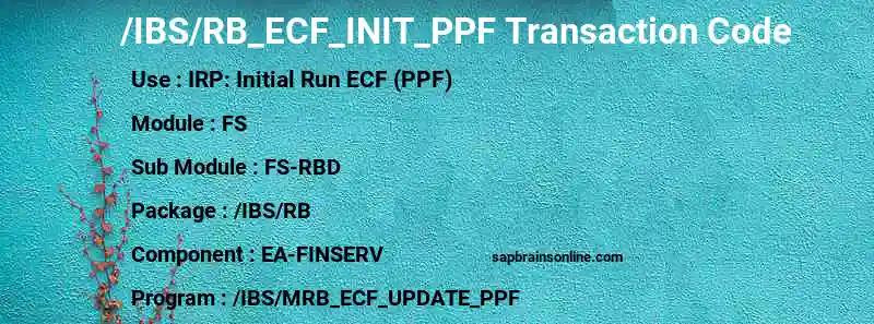 SAP /IBS/RB_ECF_INIT_PPF transaction code
