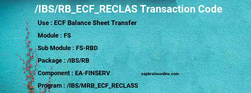 SAP /IBS/RB_ECF_RECLAS transaction code