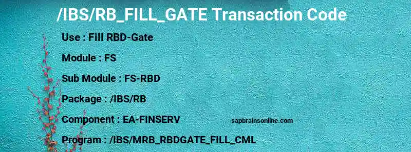 SAP /IBS/RB_FILL_GATE transaction code