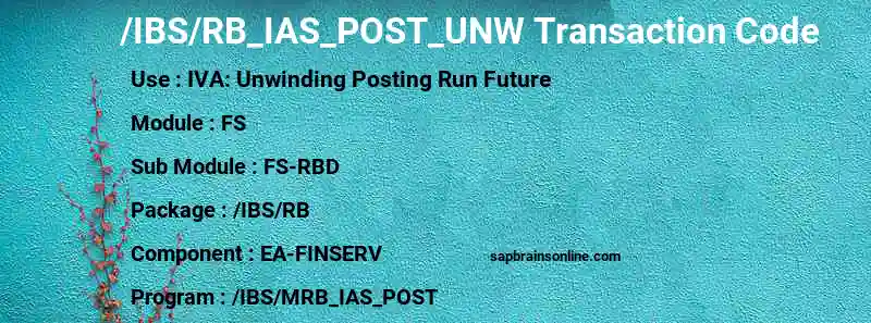 SAP /IBS/RB_IAS_POST_UNW transaction code