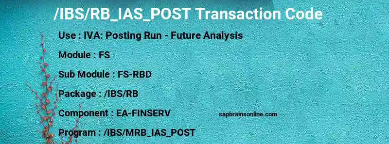 SAP /IBS/RB_IAS_POST transaction code