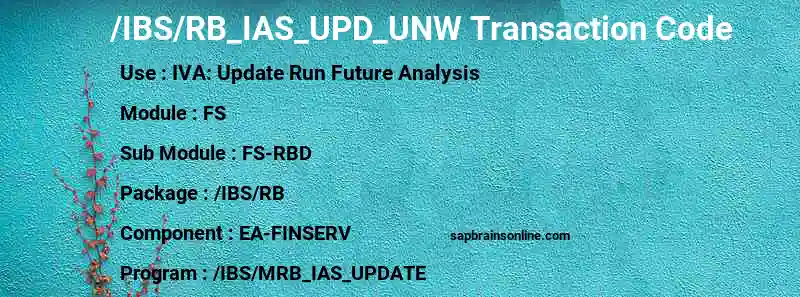 SAP /IBS/RB_IAS_UPD_UNW transaction code