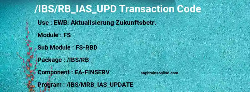 SAP /IBS/RB_IAS_UPD transaction code