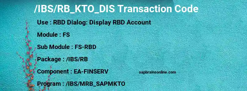SAP /IBS/RB_KTO_DIS transaction code