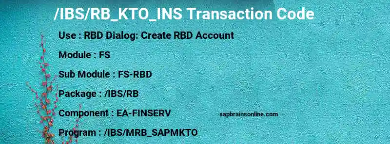 SAP /IBS/RB_KTO_INS transaction code
