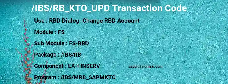 SAP /IBS/RB_KTO_UPD transaction code