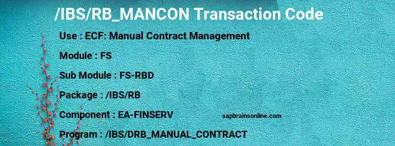 SAP /IBS/RB_MANCON transaction code