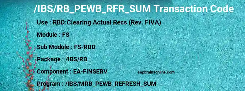 SAP /IBS/RB_PEWB_RFR_SUM transaction code