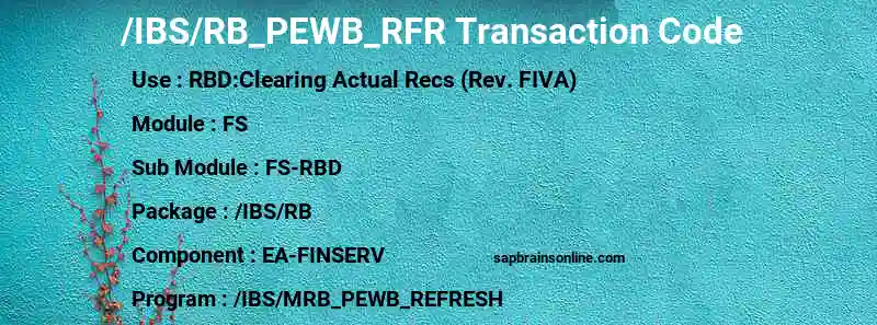 SAP /IBS/RB_PEWB_RFR transaction code