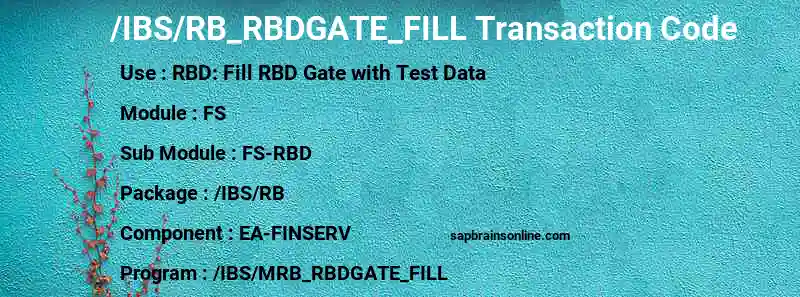 SAP /IBS/RB_RBDGATE_FILL transaction code