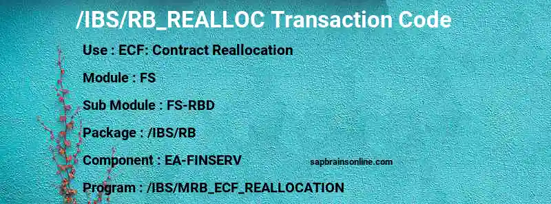 SAP /IBS/RB_REALLOC transaction code