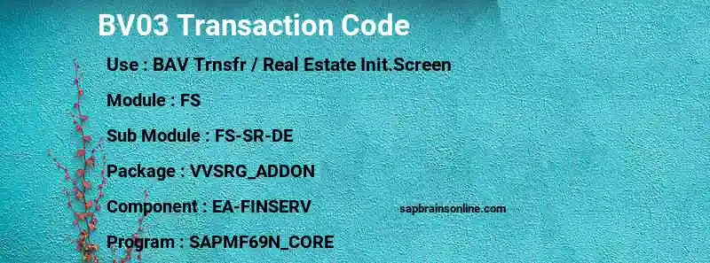 SAP BV03 transaction code