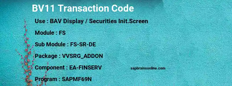 SAP BV11 transaction code