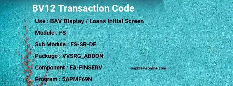 SAP BV12 transaction code