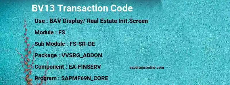 SAP BV13 transaction code