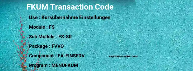 SAP FKUM transaction code
