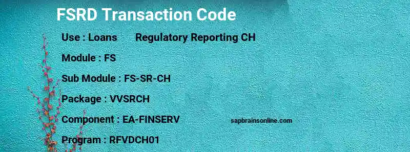 SAP FSRD transaction code