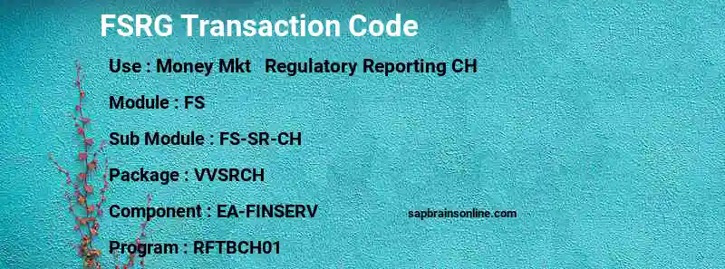 SAP FSRG transaction code