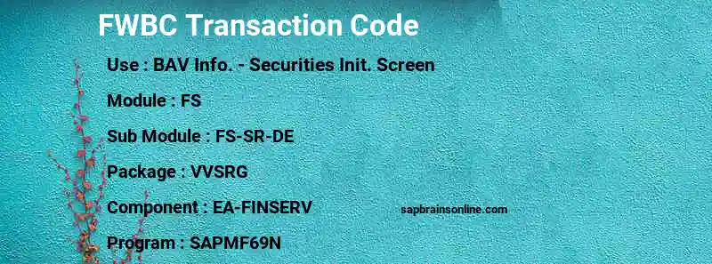 SAP FWBC transaction code