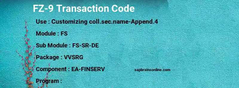 SAP FZ-9 transaction code