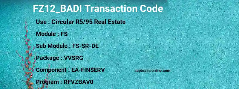 SAP FZ12_BADI transaction code