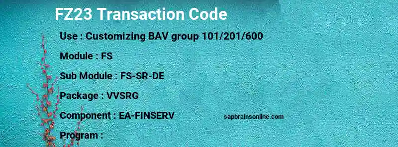 SAP FZ23 transaction code