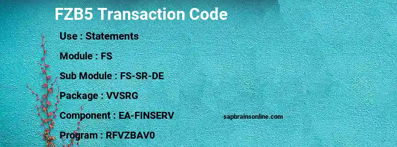 SAP FZB5 transaction code