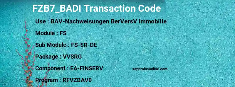 SAP FZB7_BADI transaction code