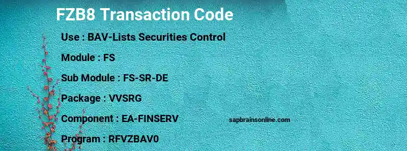 SAP FZB8 transaction code