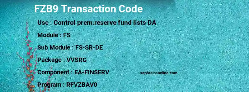 SAP FZB9 transaction code