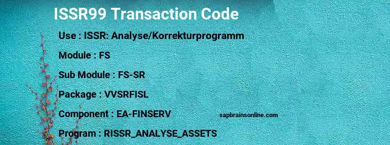 SAP ISSR99 transaction code