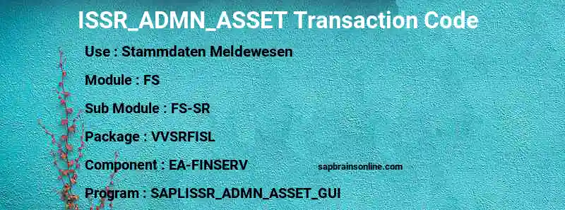 SAP ISSR_ADMN_ASSET transaction code