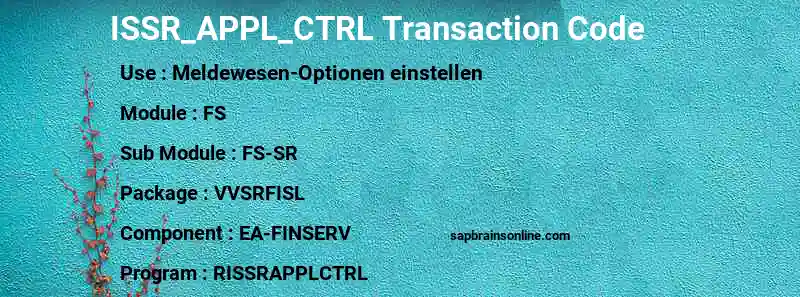 SAP ISSR_APPL_CTRL transaction code