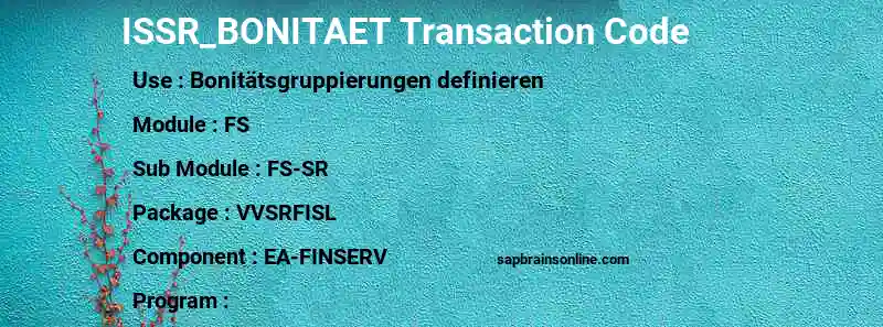 SAP ISSR_BONITAET transaction code