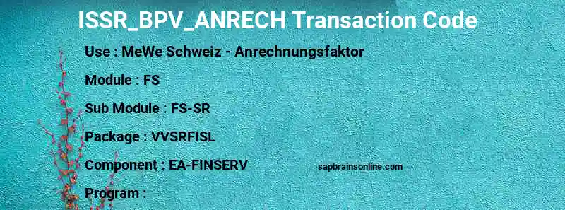SAP ISSR_BPV_ANRECH transaction code