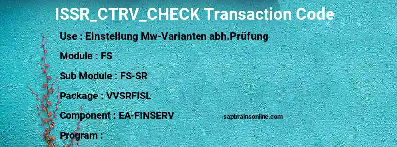 SAP ISSR_CTRV_CHECK transaction code
