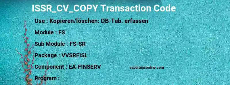 SAP ISSR_CV_COPY transaction code