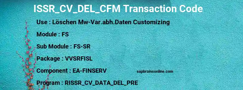 SAP ISSR_CV_DEL_CFM transaction code