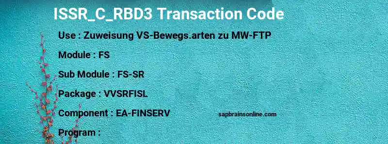 SAP ISSR_C_RBD3 transaction code
